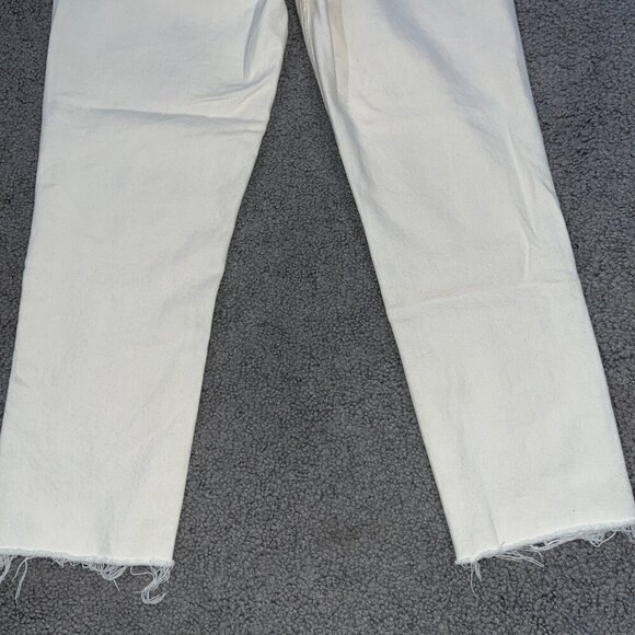 RAG & BONE WREN High-Rise Slim Straight Raw Hem Cropped Denim Jeans in Ecru - 31 - Picture 6 of 13